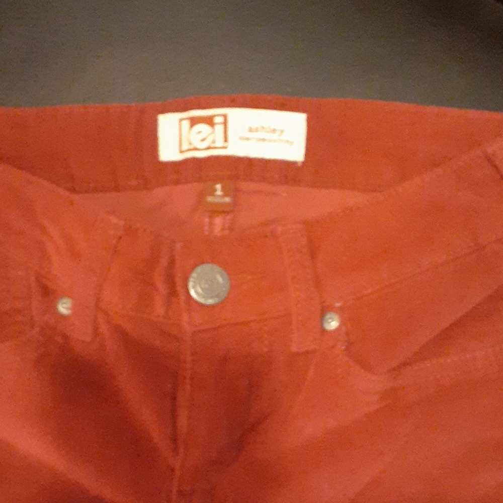 25" waist, raspberry lei corduroy pant